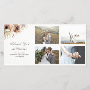 Watercolor Vintage Flowers Fall Wedding Thank You Card