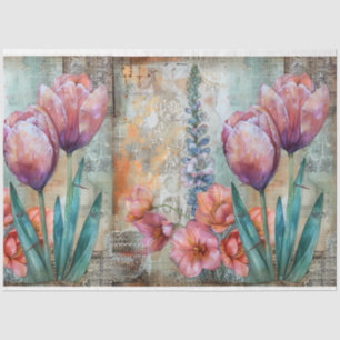 Watercolor Vintage Inspired Floral Decoupage Tissue Paper