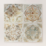 Watercolor vintage mosaic tile. Floral azulejo Jigsaw Puzzle<br><div class="desc">Watercolor vintage mosaic tile puzzle in delicate beige colour. Abstract floral azulejo in spanish or italian style.</div>