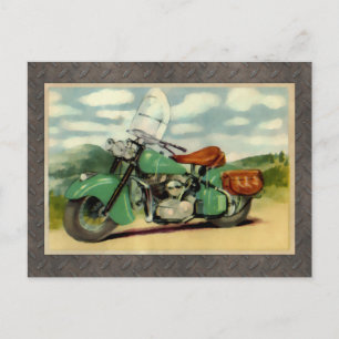 Watercolor Vintage Motorcycle Postcard