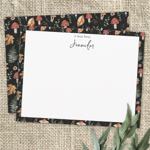 Watercolor Vintage Mushroom Fern Botanical Pattern Card