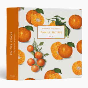 Watercolor Vintage Orange Citrus Recipe  Binder