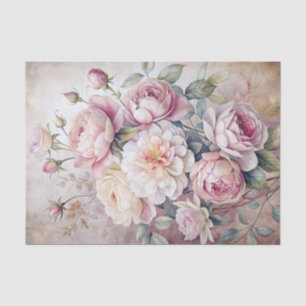 Watercolor Vintage Pastel Roses Bouquet Tissue Paper