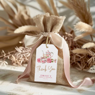 Watercolor vintage pink floral Bridal shower favou Gift Tags