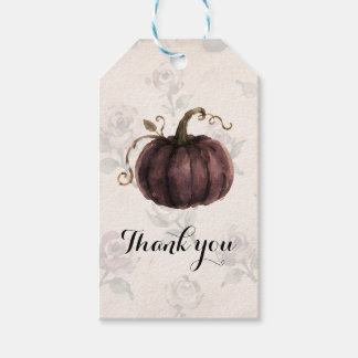 Watercolor Vintage Pumpkin Thank You Gift Tags