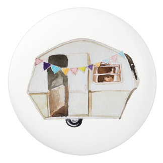 Watercolor Vintage Retro Camper Knob Pull v. 3