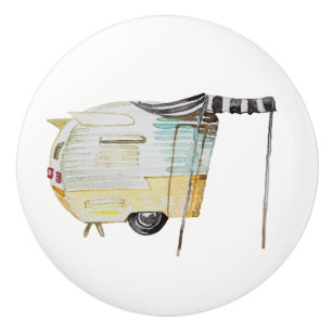 Watercolor Vintage Retro Camper Knob Pull v. 4