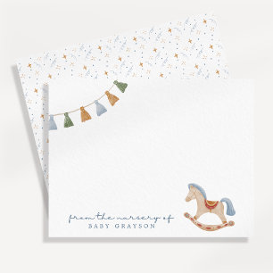 Watercolor Vintage Rocking Horse Nursery Note Card