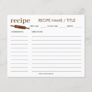 Watercolor Vintage Rolling Pin Recipe Card