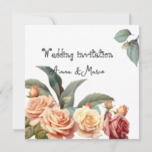 Watercolor vintage rose  holiday card