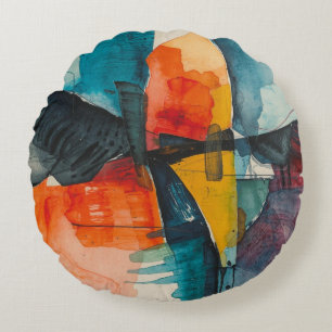 Watercolor vintage round pillow