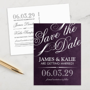 Watercolor Vintage Script Save the Date Announcement Postcard