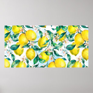 Watercolor vintage seamless pattern, branch of fr poster