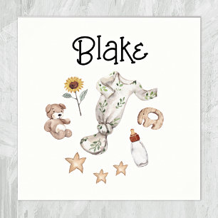 Watercolor Vintage Toys White Nursery Poster