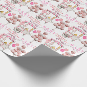 Watercolor vintage treats cart for baby girl wrapping paper