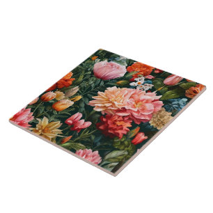 Watercolor Vintage Trendy Floral Collection Tile