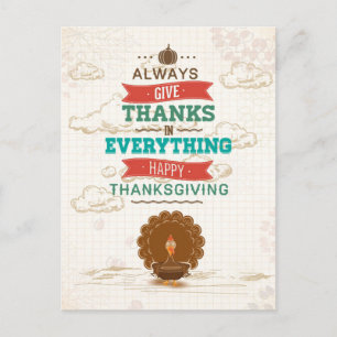 Watercolor Vintage Turkey Thanksgiving Greetings Postcard