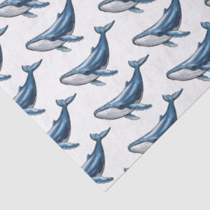 Watercolor Vintage Whale Drawing  Tissue Paper