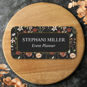 Watercolor Vintage Wildflower Floral Meadow Name Tag