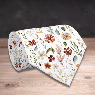 Watercolor Vintage Wildflower Floral Pattern Tie