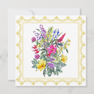 Watercolor Vintage Wildflowers Card