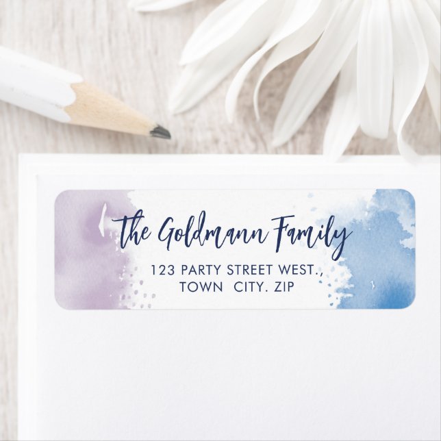 WATERCOLOR violet bleu moderne script (En situation)