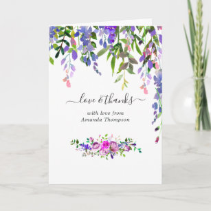 Watercolor Violet Floral Baby Shower Thank You Car