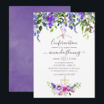 Watercolor Violet Floral Confirmation Invitation<br><div class="desc">Violet and purple floral confirmation invitation with elegant handwriting typography.</div>