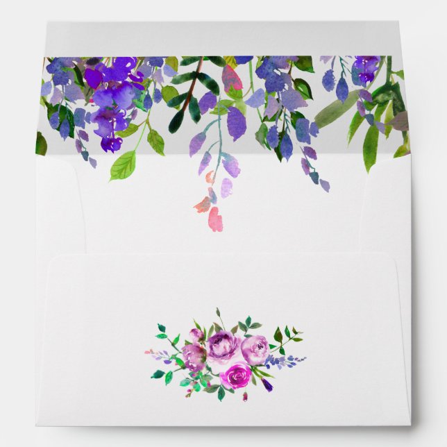 Watercolor Violet Floral Envelope (Back (Bottom))