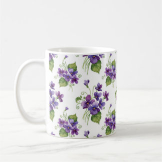 Watercolor Violet Flowers Bouquet  Coffee Mug