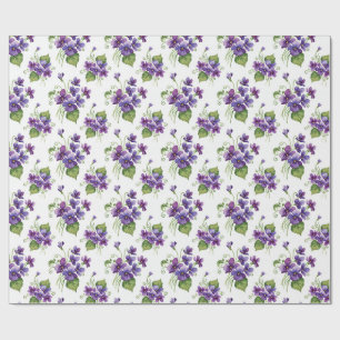 Watercolor Violet Flowers Bouquet  Wrapping Paper