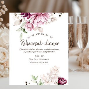 Watercolor Violet Flowers Rehearsal Dinner   Invitation