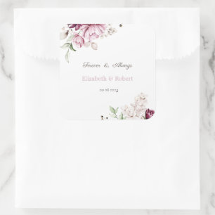 Watercolor Violet Flowers Square Sticker
