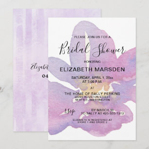 Watercolor Violet Lavender Floral Bridal Shower Invitation