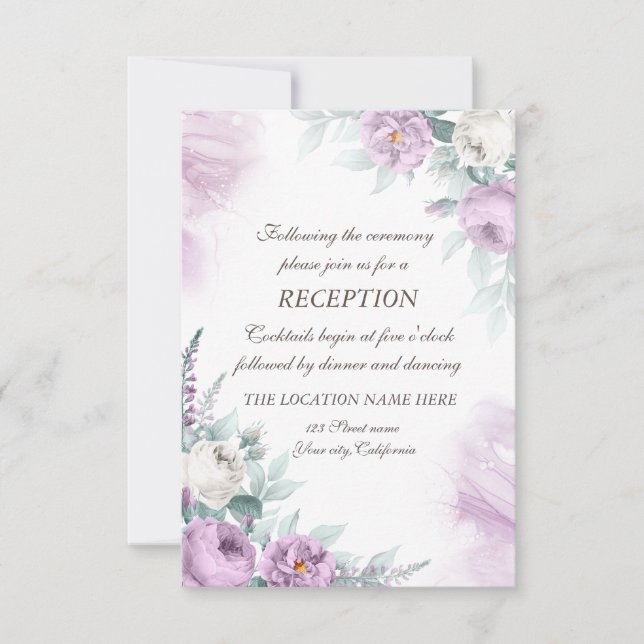 Watercolor Violet Roses Polka Dots Wedding   Invitation (Front)