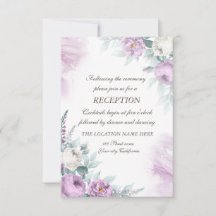 Watercolor Violet Roses Polka Dots Wedding   Invitation
