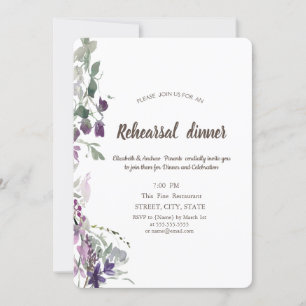 Watercolor Violet Wildflower Rehearsal Dinner  Invitation