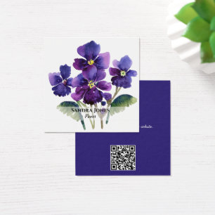 Watercolor Violets Business Cards