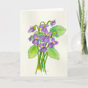Watercolor Violets Easter Card