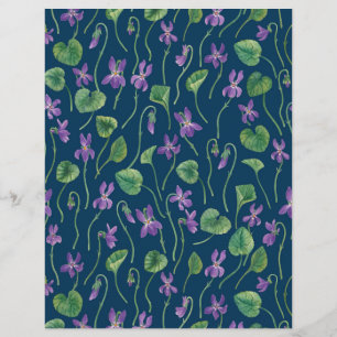 Watercolor violets on blue