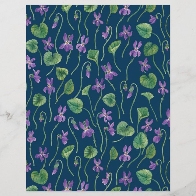 Watercolor violets on blue (Front)