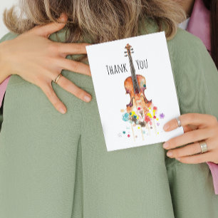 Watercolor Violin Digital Art Thank You Card