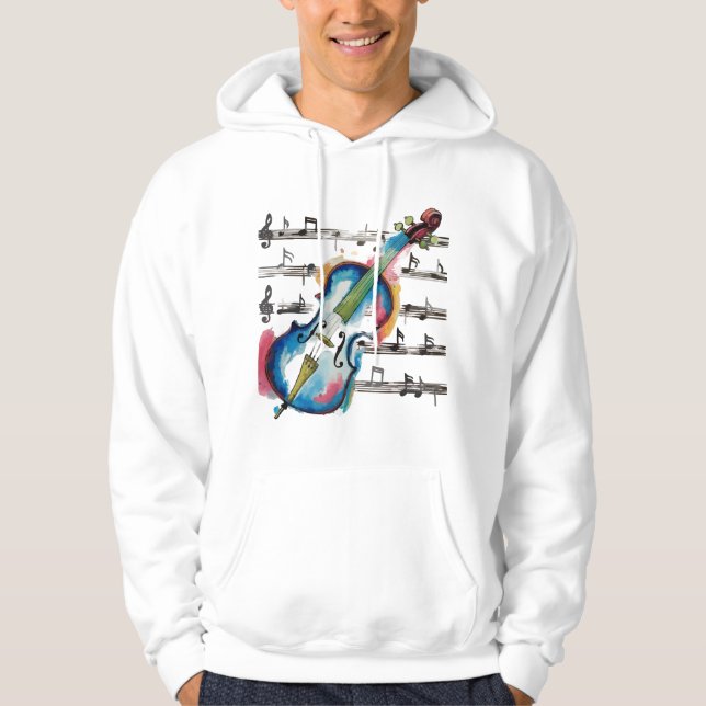 Watercolor Violin Men's Basic Hoodie (Front)