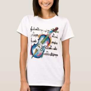 Watercolor Violin Women's Basic T-Shirt