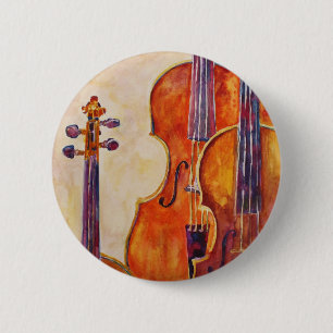 Watercolor Violins 2 Inch Round Button