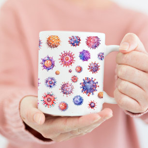Watercolor Virus Bacteria Pattern Coffee Mug