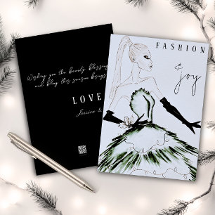 Watercolor Vogue Fashion Model Christmas Holiday Card