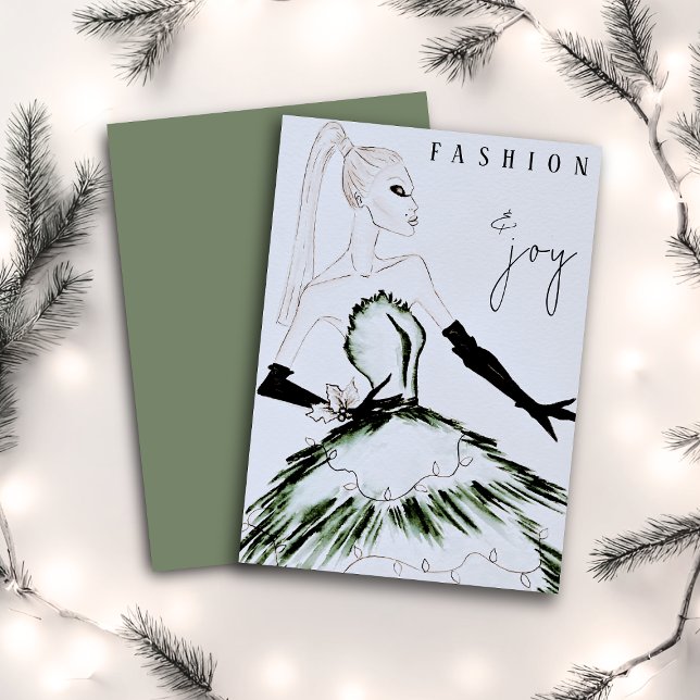 Watercolor Vogue Fashion Model Christmas Holiday Card (Creator Uploaded)