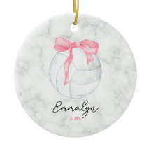 Watercolor Volleyball with Girly Pink Coquette Bow