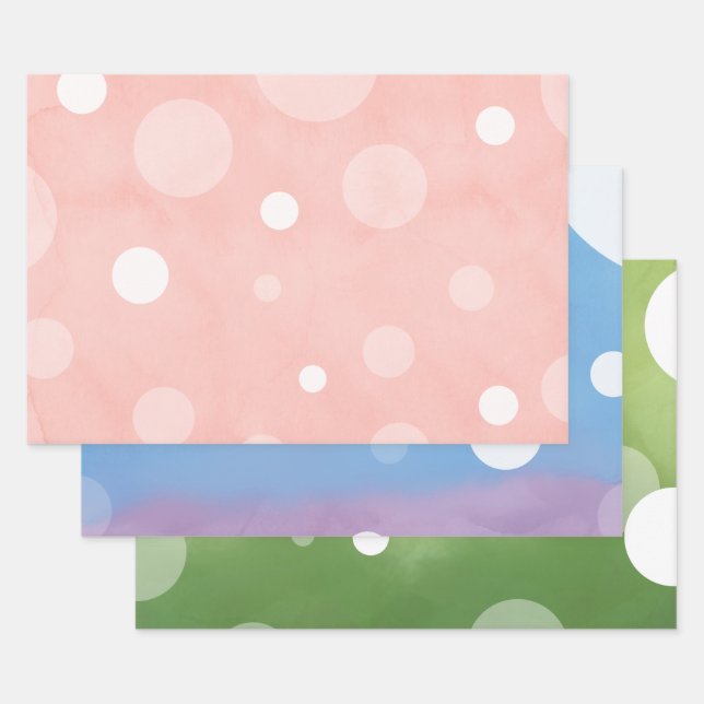 Watercolor w/ White Spots 1 Wrapping Paper Sheets (Set)
